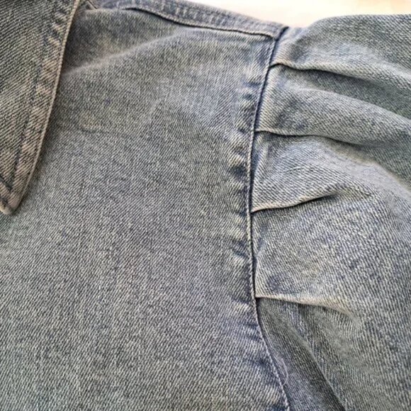 ICHI Denmark DENIM SHIRTDRESS DRESS Sz 36 or SMALL SNAP BUTTONS ** MADE IN INDIA - Picture 3 of 10